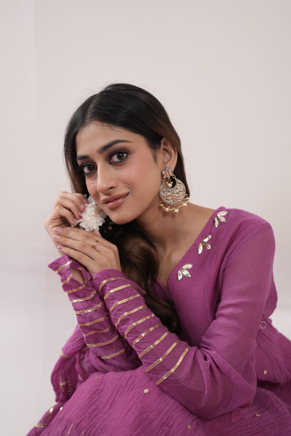 Kinari Kraft Pink Anarkali suit set — portrait view