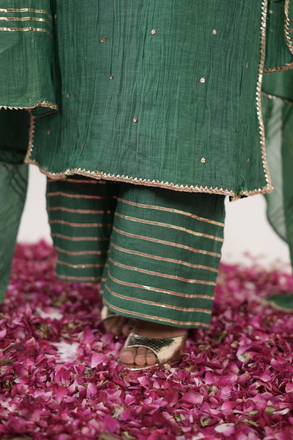 Resham Royal Green suit set — kurta and trouser detail