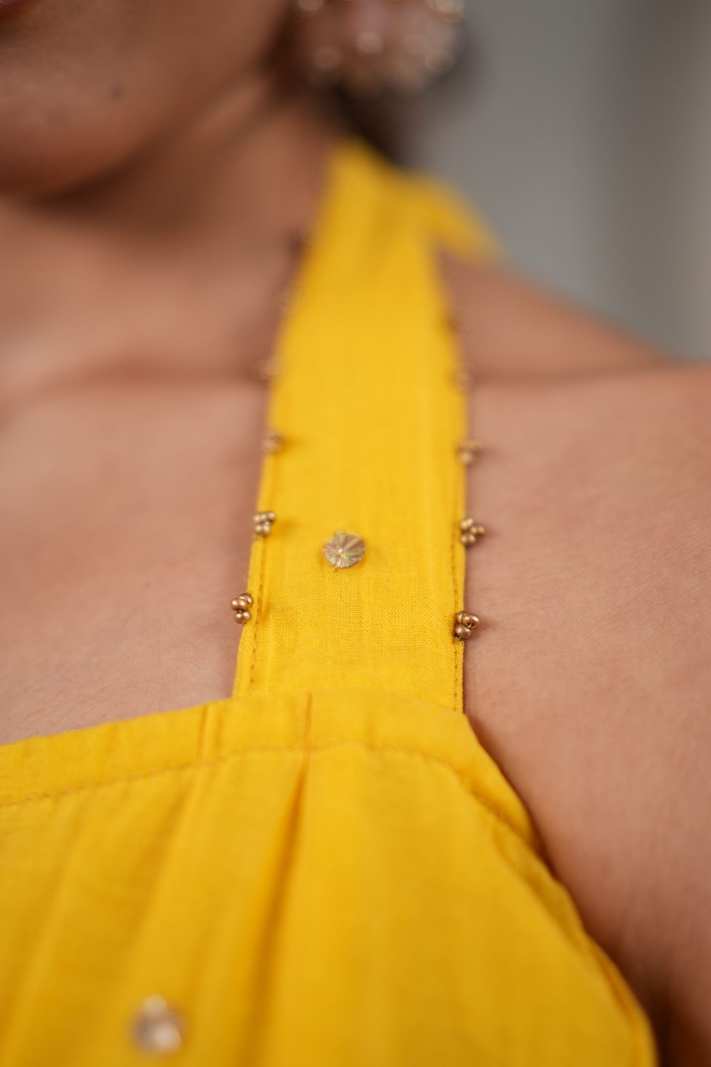 Sunehri Slouch Yellow co-ord set — embellished strap detail